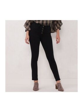 LC Lauren Conrad Black High-Rise Skinny Button-Fly Jeans